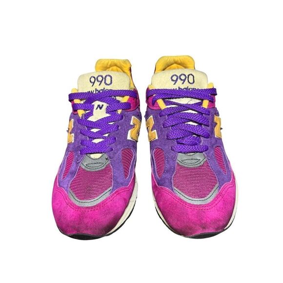 New Balance 990v2 Made in USA Teddy Santis Purple Yellow size 8.5 - Picture 3 of 5